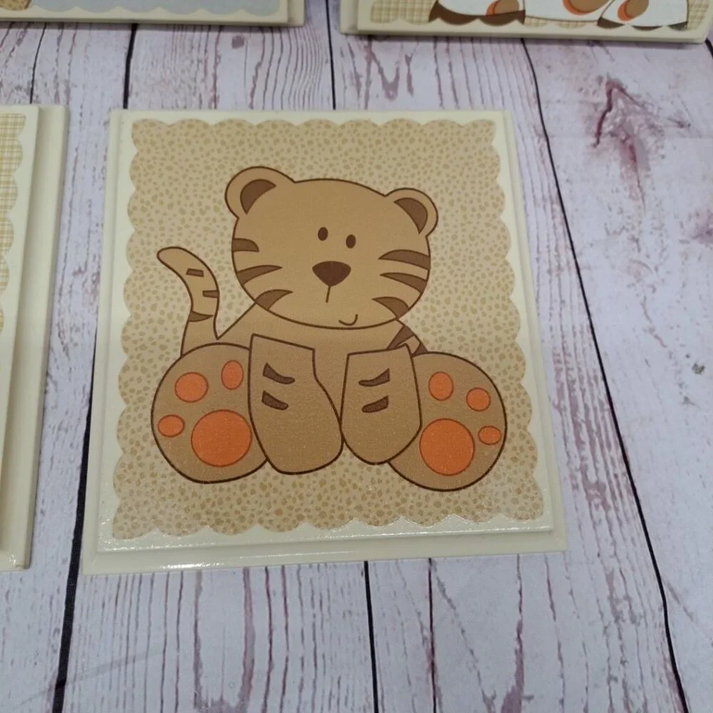 Safari Nursery Wall ArtWooden‎ Lot Of 5 Pictures 6x6 in